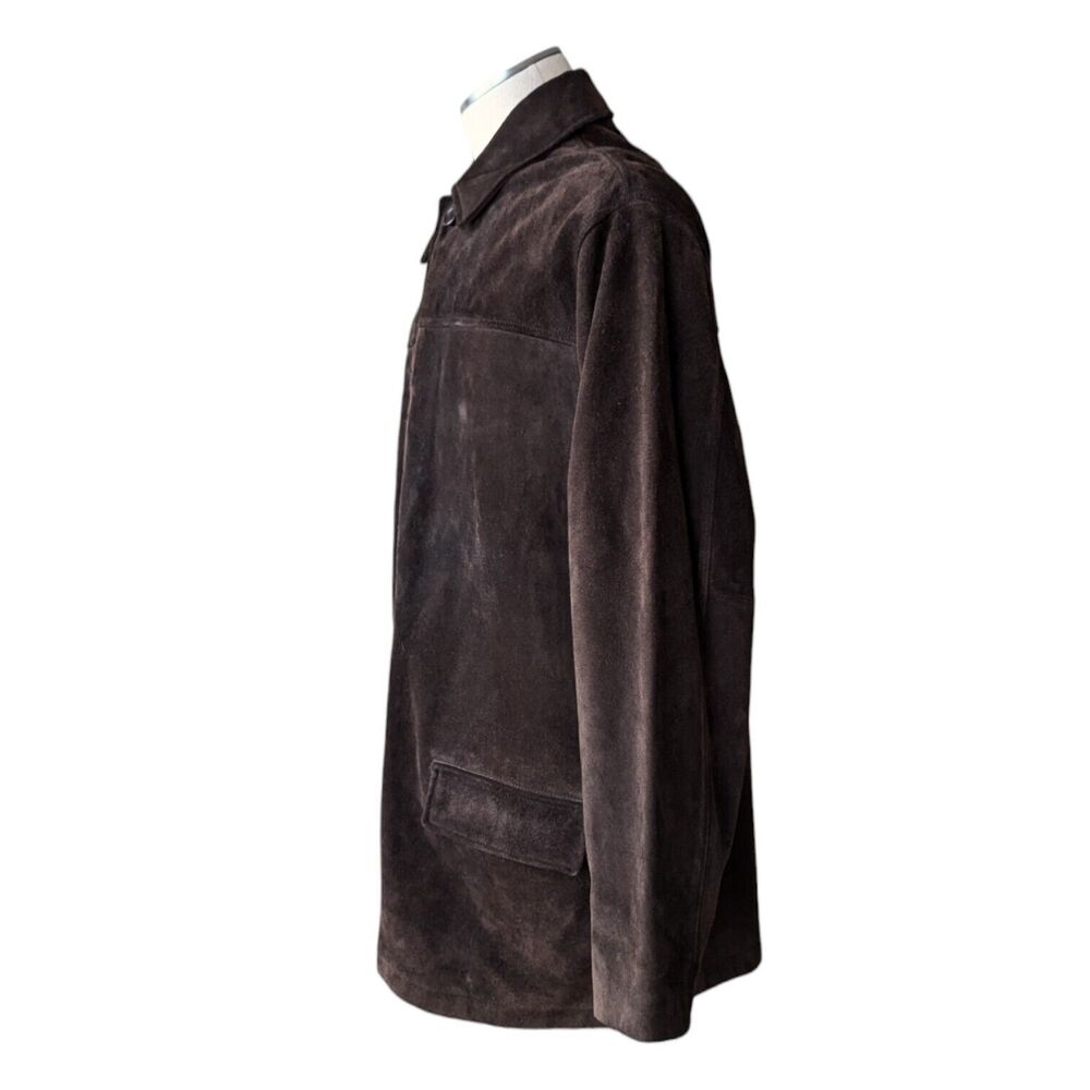 Banana Republic Sz XL Men's Vintage Brown Suede Leather Jacket Shacket Lined EUC - Picture 4 of 15